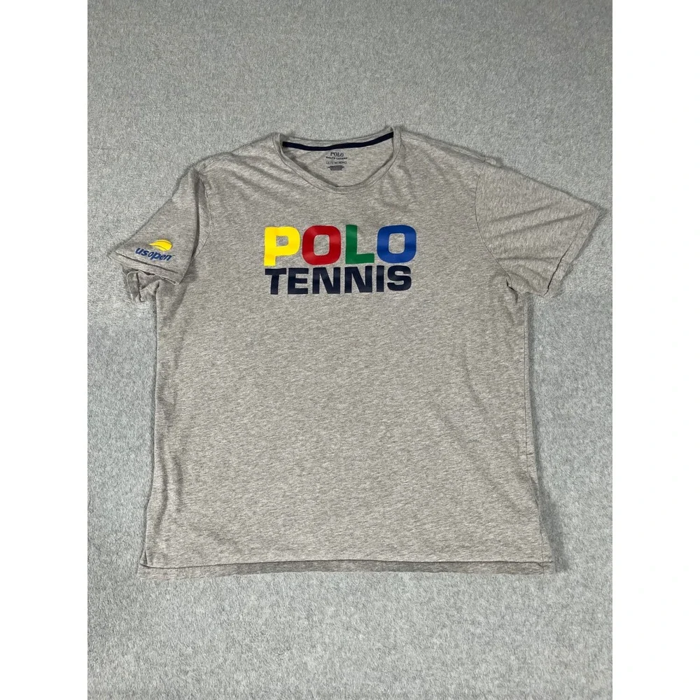 Polo Ralph Lauren US Open Tennis Graphic T-Shirt Mens XL Gray Short Sleeve